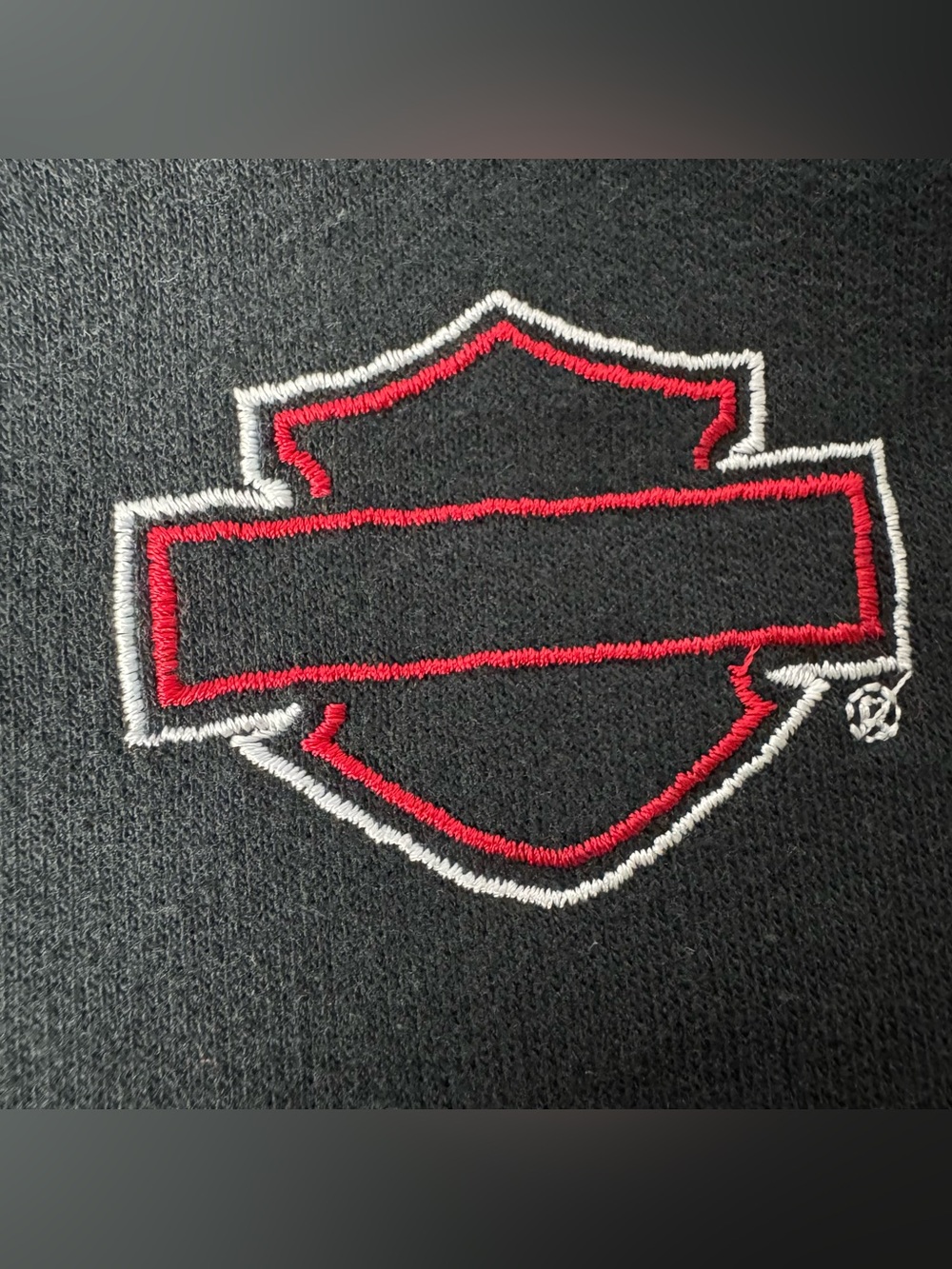 Harley-Davidson Black Track Zip Sweater with White Sleeves and Red Piping - Picture 9 of 13